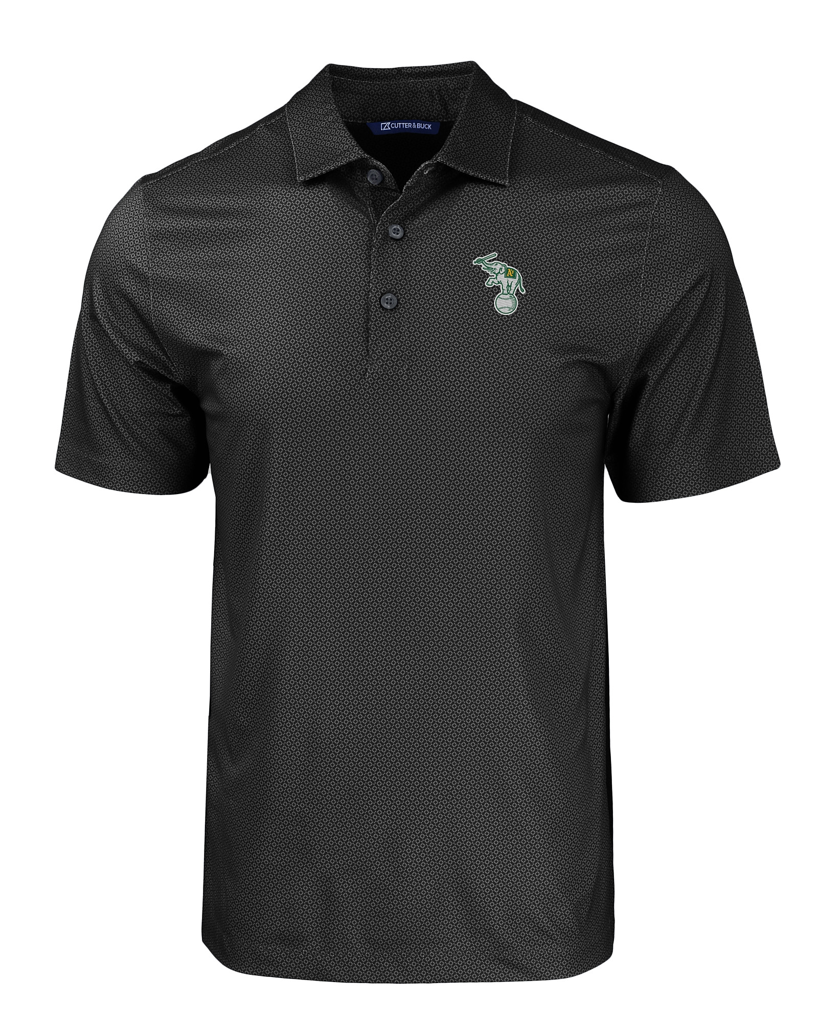 Oakland Athletics Cutter & Buck Big & Tall Pike Eco Tonal Geo Print Stretch  Recycled Polo - Gray