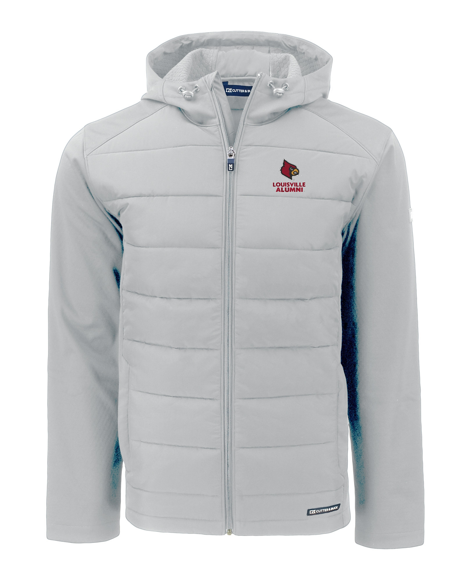 Louisville Cardinals Cutter & Buck Alumni Logo Rainier PrimaLoft Eco  Insulated Full-Zip Puffer Vest - Gray