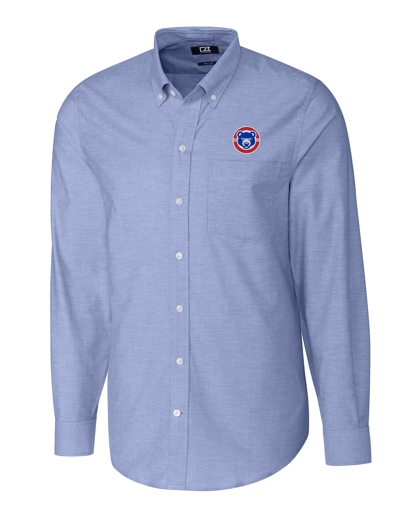 Chicago Cubs Cutter & Buck Short Sleeve Stretch Oxford Button