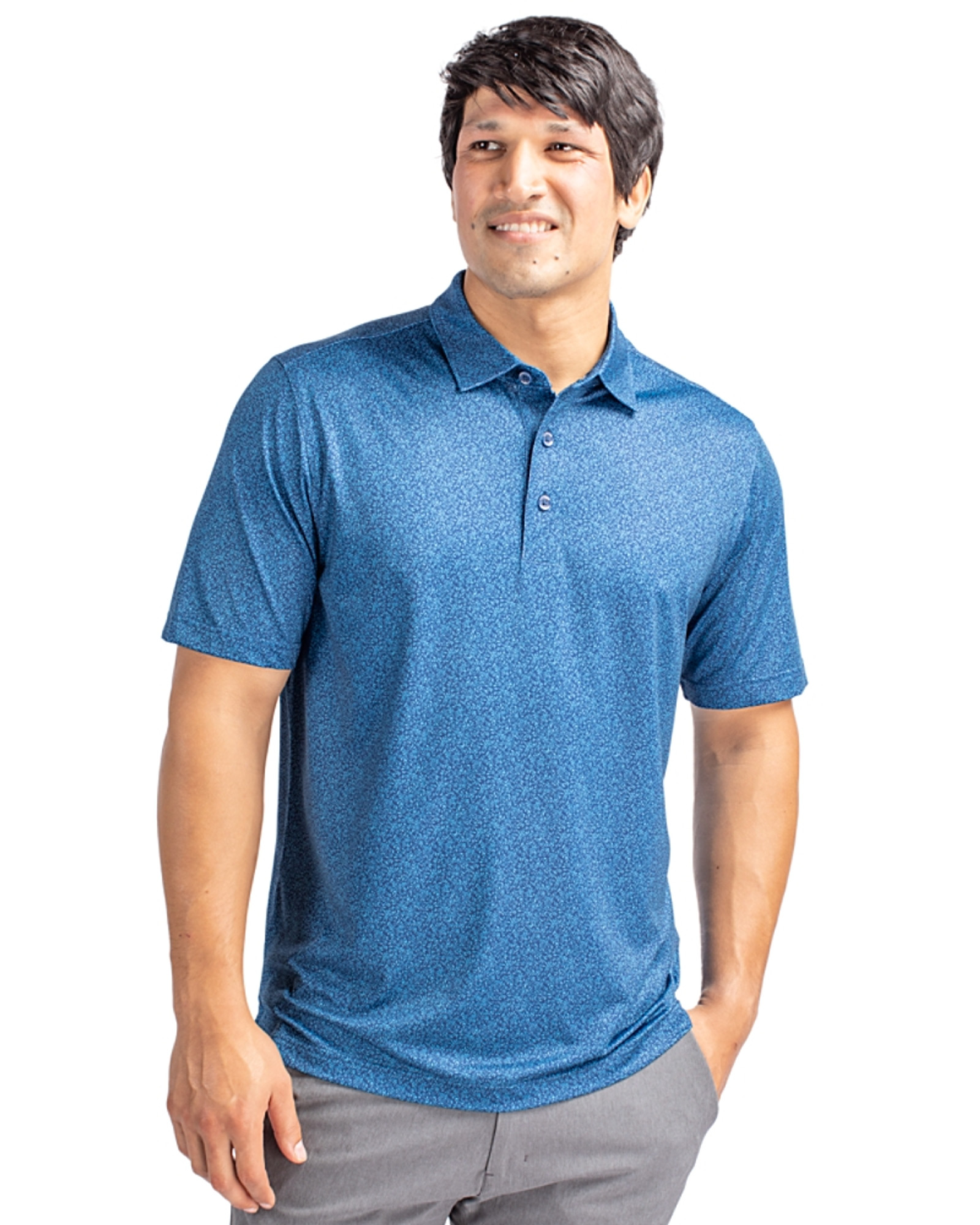 Carolina Panthers Cutter & Buck Big & Tall Pike Double Dot Print Stretch  Polo - Cardinal