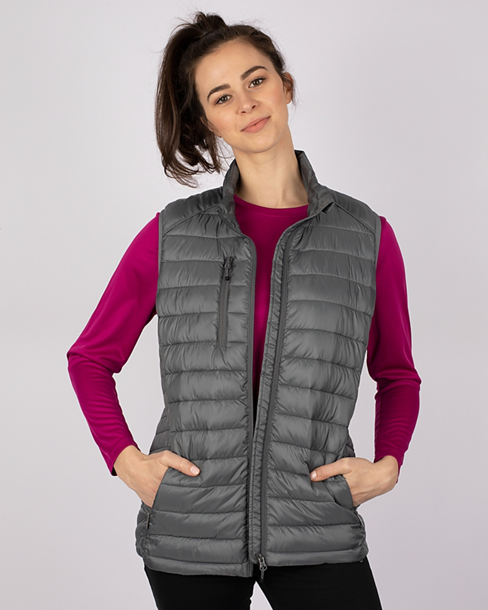 Clique Hudson Insulated Womens Full-Zip Puffer Vest - Cutter & Buck
