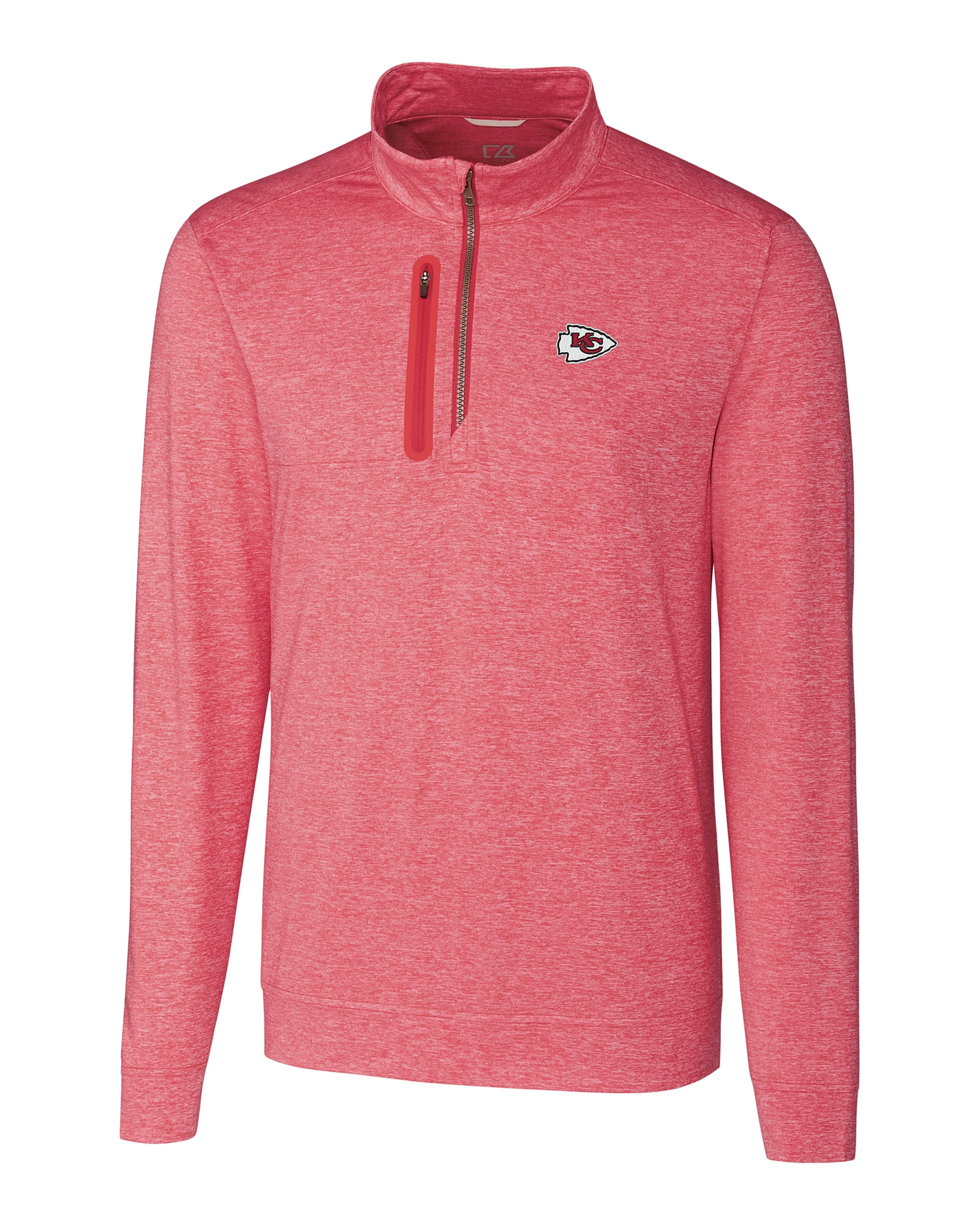 Kansas City Chiefs Cutter & Buck Stealth Heathered Mens Big and Tall Quarter Zip Pullover