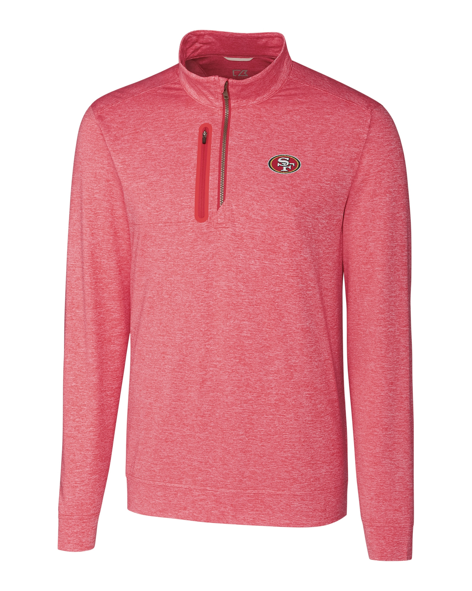 San Francisco 49ers Cutter & Buck Stealth Heathered Mens Big and Tall Quarter Zip Pullover