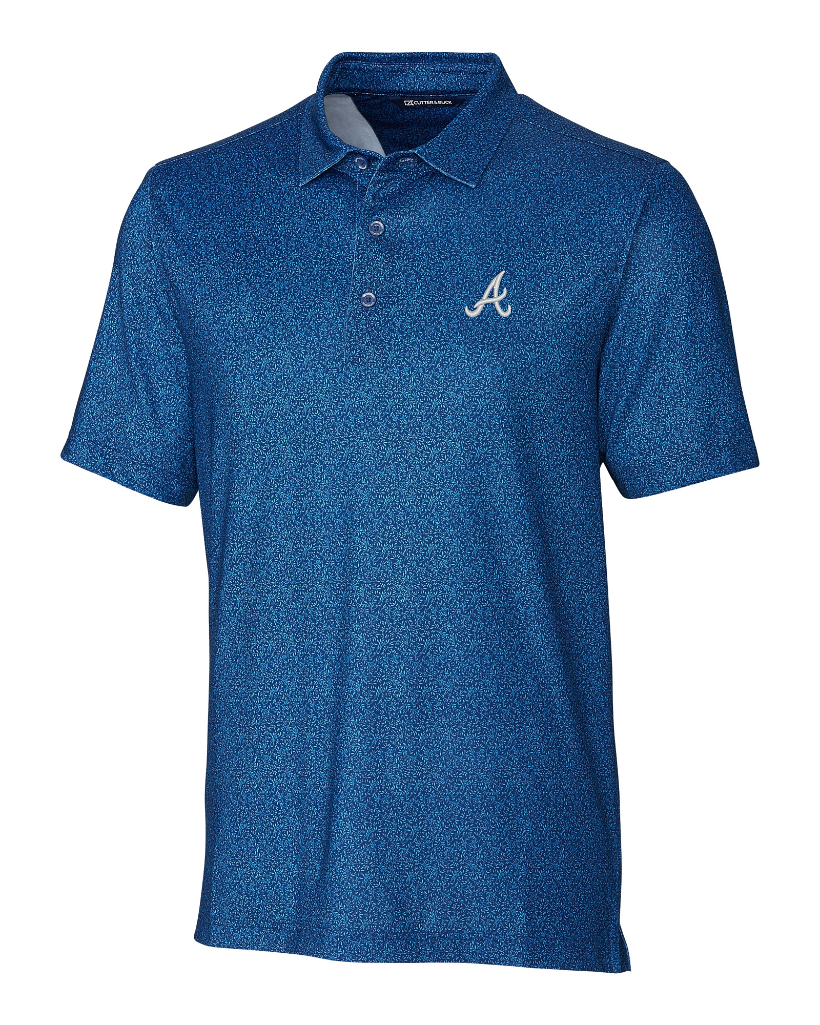 Atlanta Braves Cutter & Buck Pike Micro Floral Print Stretch Mens Polo