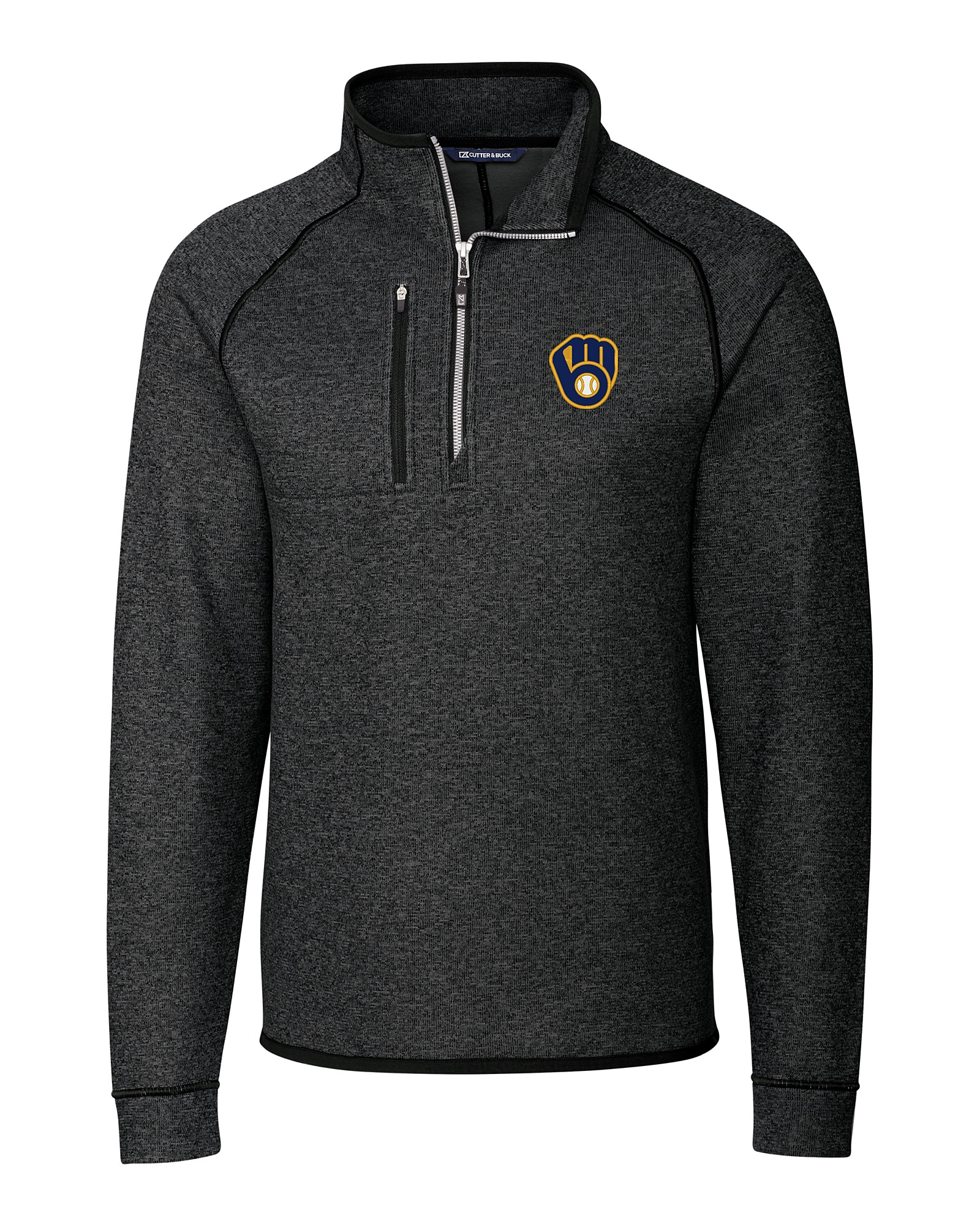 Buy the Mens Gray Blue Milwaukee Brewers Long Sleeve Pullover T