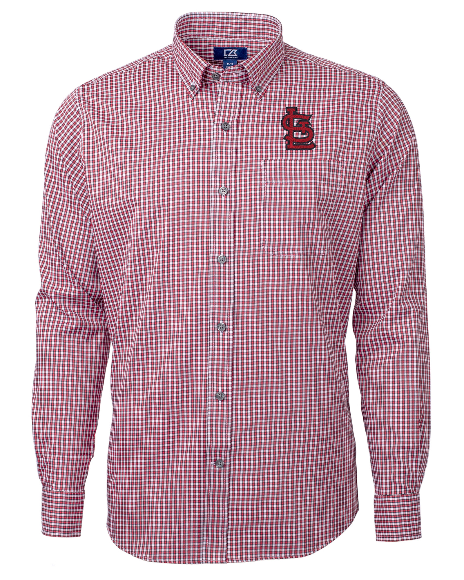 St. Louis Cardinals Cutter & Buck Versatech Multi Check Stretch Mens Long  Sleeve Dress Shirt - Cutter & Buck