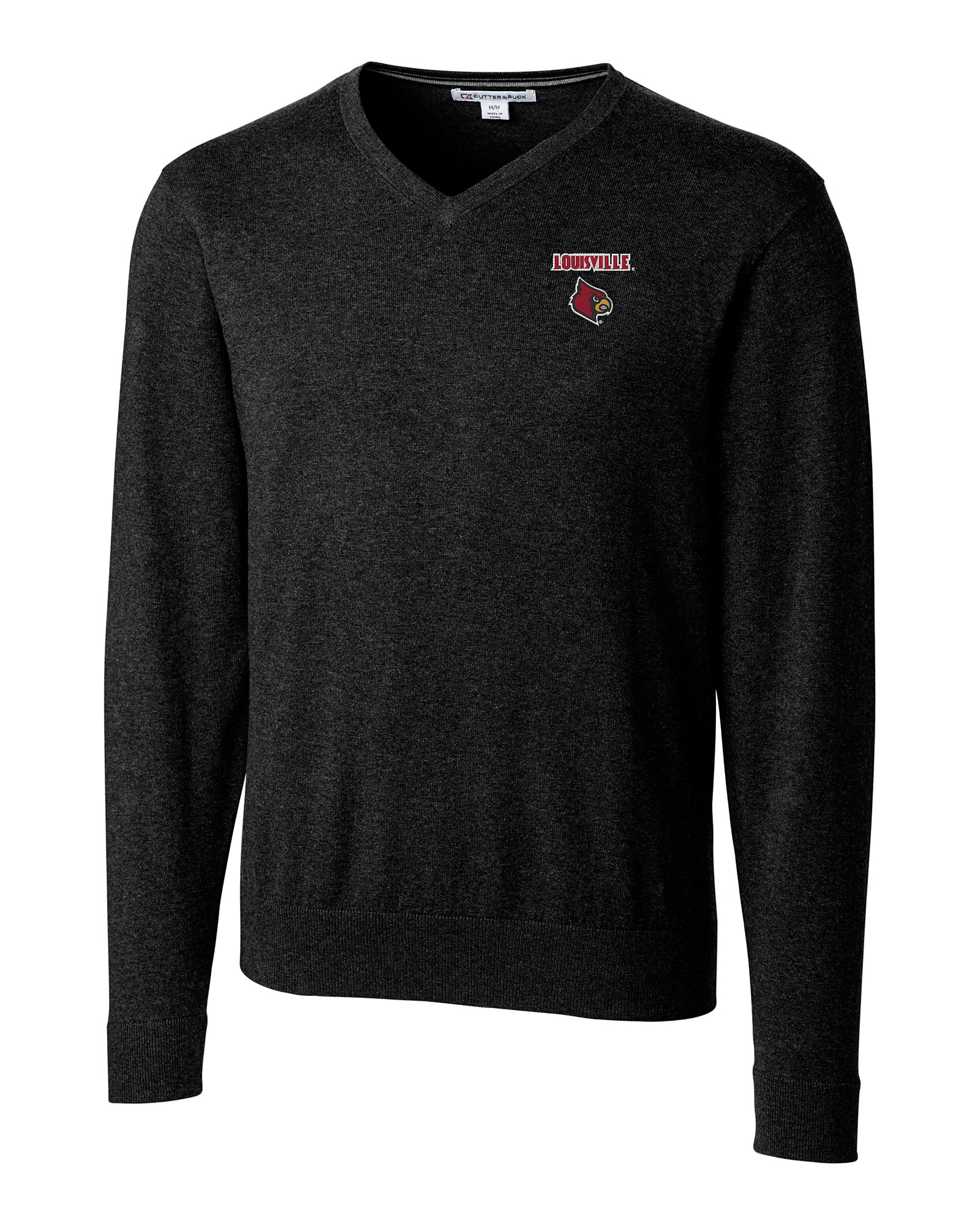 Women's Cutter & Buck Black Louisville Cardinals Lakemont Tri-Blend V-Neck Pullover Sweater Size: Large