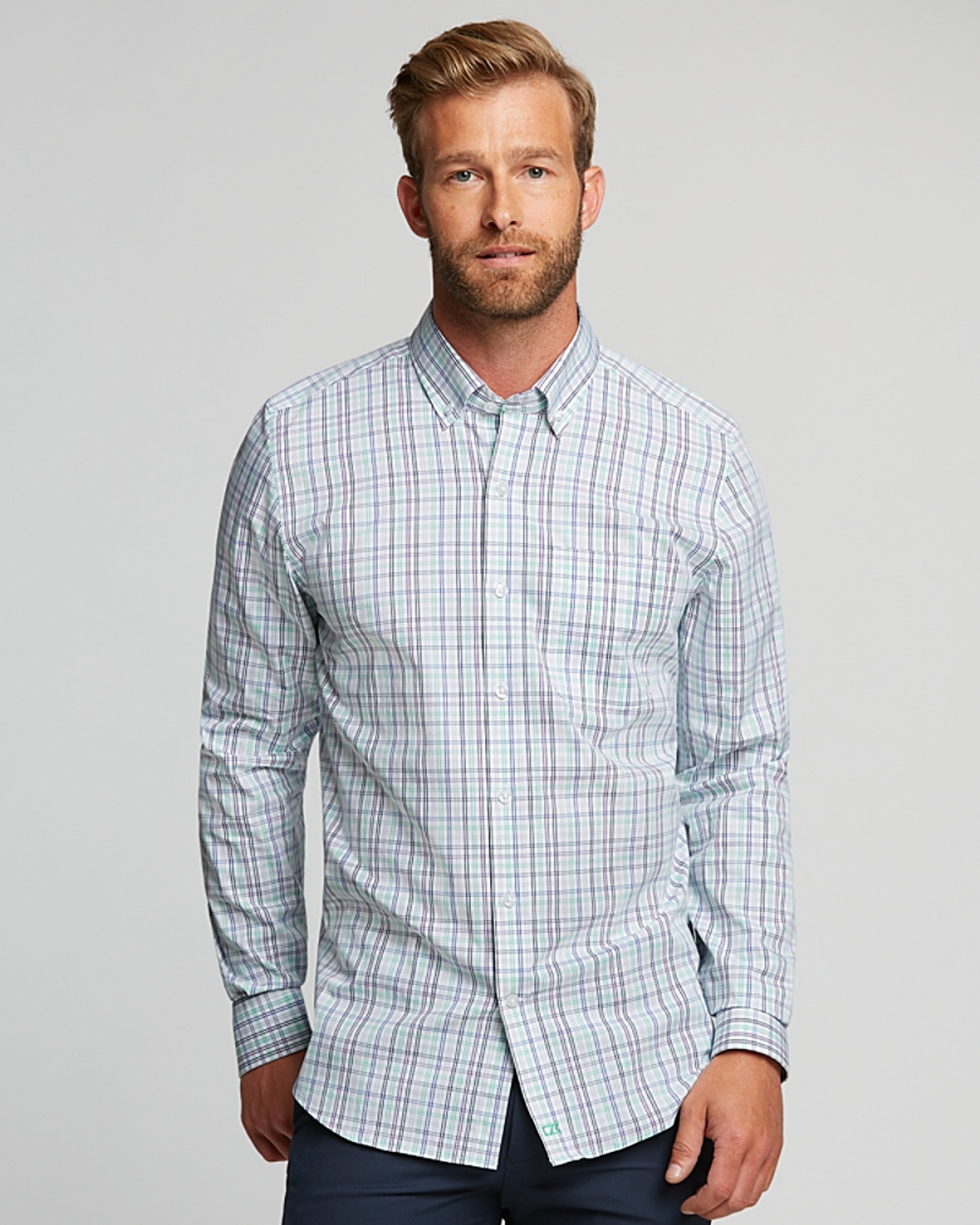 Cutter & Buck Anchor Multi Color Plaid Mens Tailored Fit Shirt