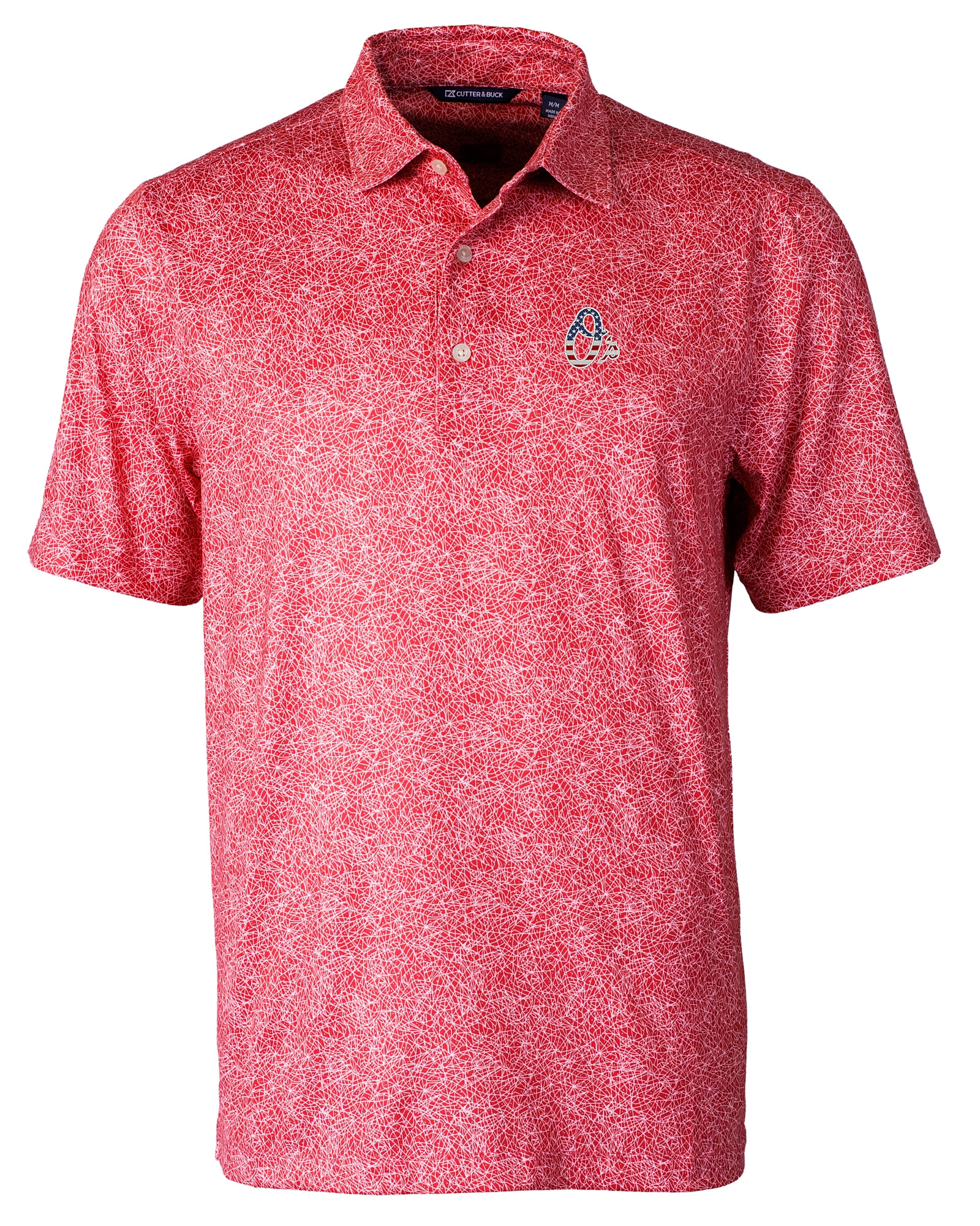 Baltimore Orioles Cutter & Buck Pike Double Dot Print Stretch Mens Polo