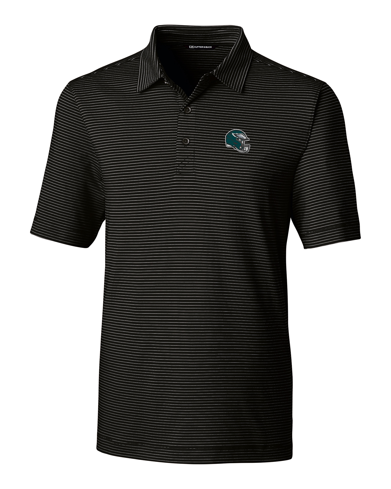 Men's Cutter & Buck White Philadelphia Eagles Forge Pencil Stripe Stretch Polo Size: Small