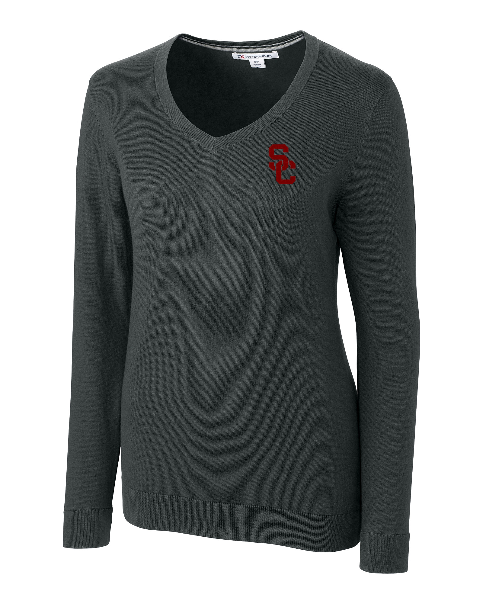 Women's V-neck Layered Pullover Sweater in Dark Charcoal