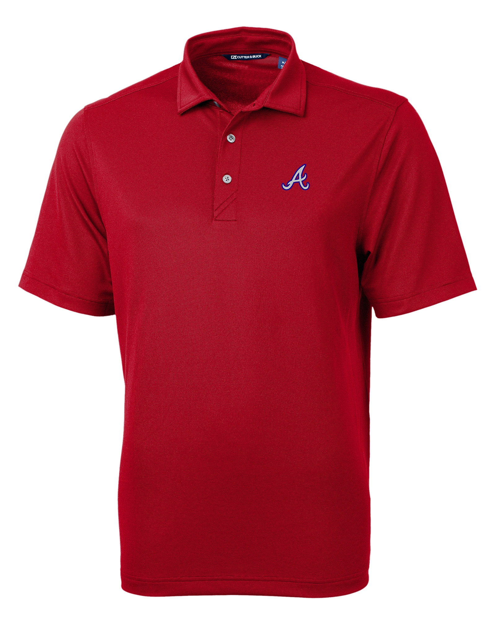 Atlanta Braves Stars & Stripes Cutter & Buck Virtue Eco Pique Micro Stripe  Recycled Mens Polo - Cutter & Buck