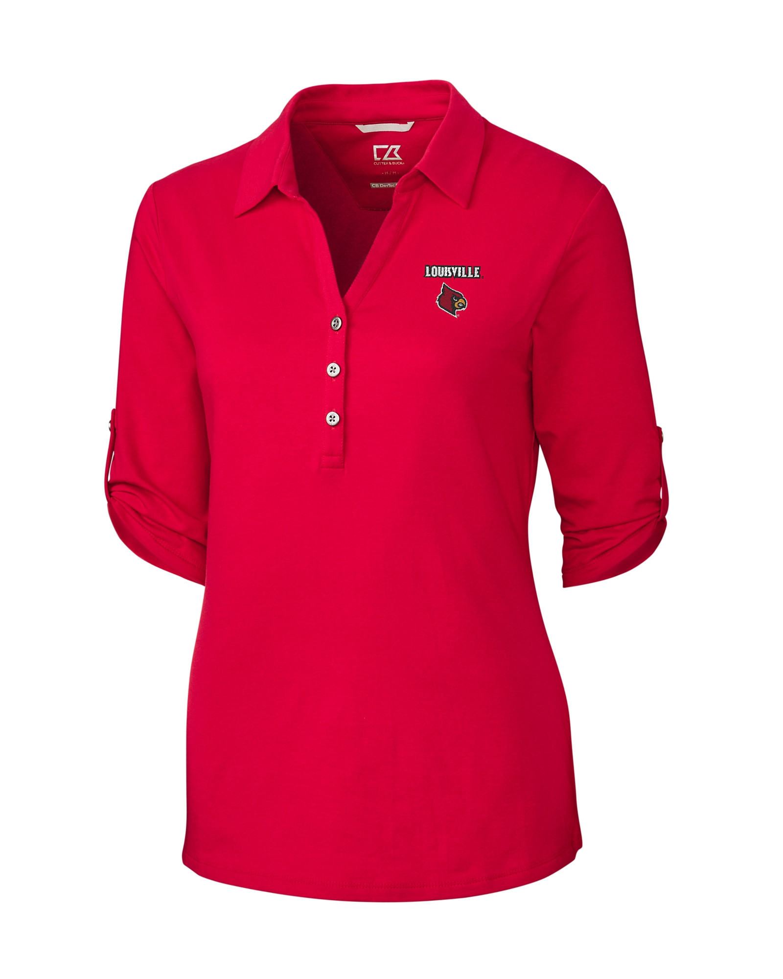 Louisville Cardinals Cutter & Buck Alumni Logo Advantage Tri-Blend Pique Long  Sleeve DryTec Polo - Gray