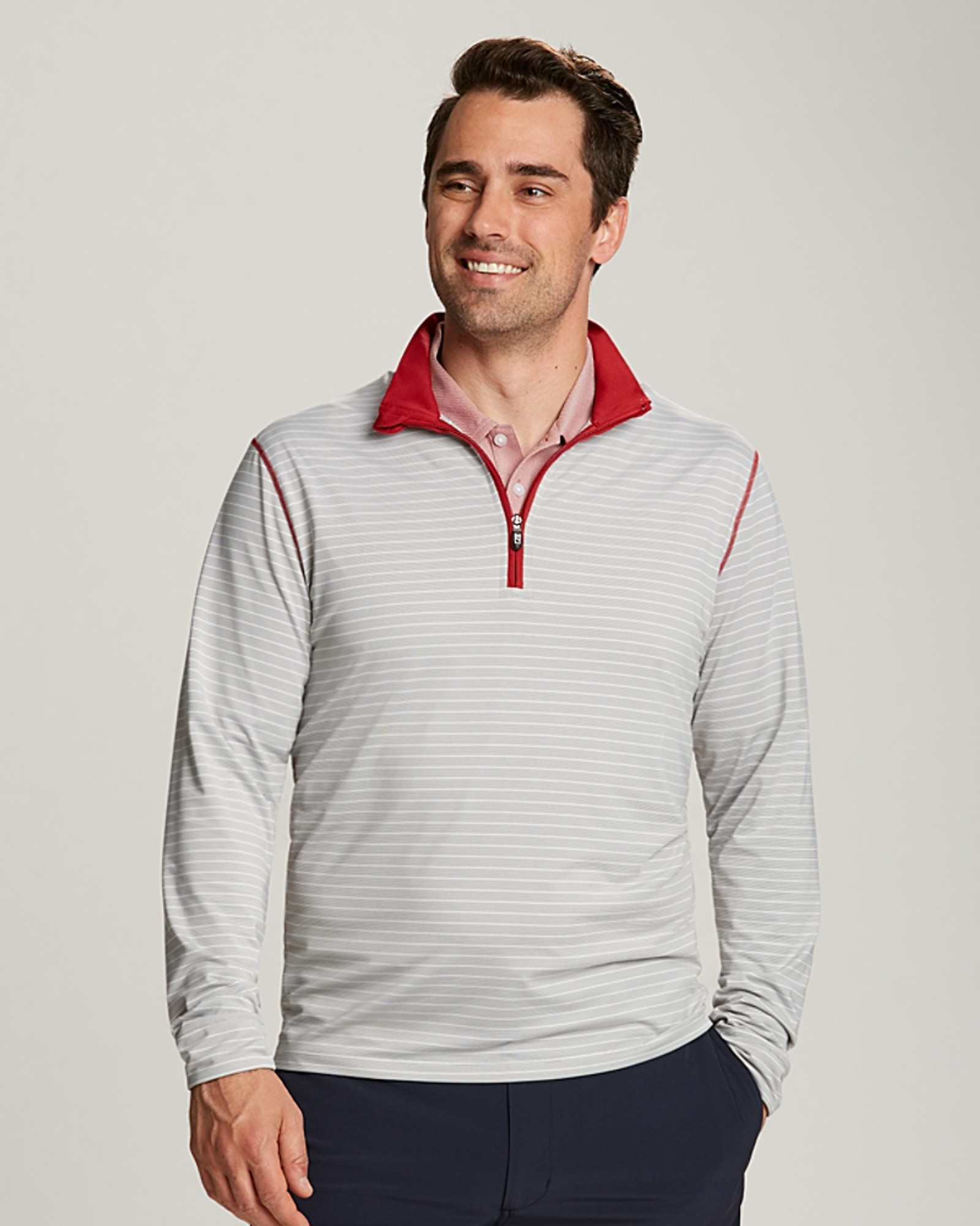 Cutter & Buck Men's NCAA Louisville Cardinals Shoreline Half Zip, Red, Small