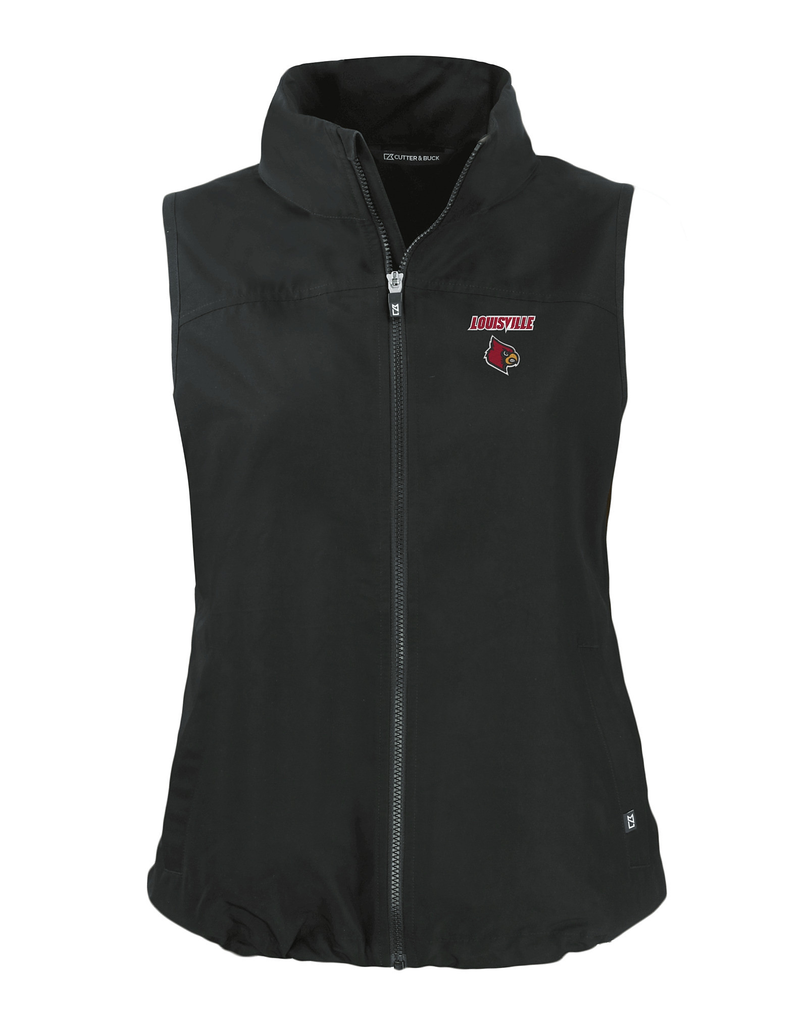 Women's Cutter & Buck Black Louisville Cardinals Eco Full-Zip Puffer Vest