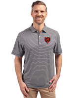 Chicago Bears Historic Cutter & Buck Forge Eco Double Stripe Stretch Recycled Mens Big &Tall Polo Navy Blue/White Front