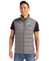 Los Angeles Chargers Historic Cutter & Buck Evoke Hybrid Softshell Recycled Mens Full Zip Vest Elemental Grey Front