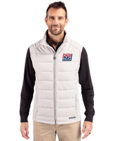 New York Giants Historic Cutter & Buck Evoke Recycled Honeycomb Fleece Mens Hybrid Full Zip Vest CONCRETE Front