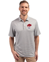 Buffalo Bills Historic Cutter & Buck Forge Eco Double Stripe Stretch Recycled Mens Polo Polished/White Front