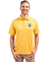 Los Angeles Chargers Historic Cutter & Buck Forge Eco Stretch Recycled Mens Polo College Gold Heather Front