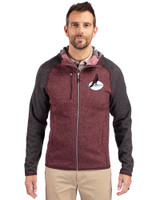 Arizona Cardinals Historic Cutter & Buck Mainsail Full Zip Hooded Mens Jacket Bordeaux Heather/Charcoal Heather Front