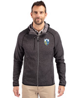 Los Angeles Chargers Historic Cutter & Buck Mainsail Sweater-Knit Mens Full Zip Hooded Jacket Charcoal Heather Front