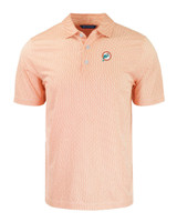 Miami Dolphins Historic Cutter & Buck Pike Eco Symmetry Print Stretch Recycled Mens Polo WHCO_MANN_HG 1