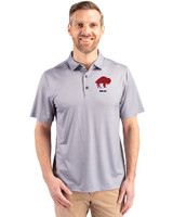 Buffalo Bills Historic Cutter & Buck Pike Eco Tonal Geo Print Stretch Recycled Mens Big & Tall Polo Elemental Grey Front