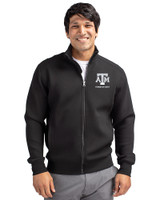 Texas A&M Aggies Alumni Cutter & Buck Roam Eco Recycled Full Zip Mens Big & Tall Jacket Black Front