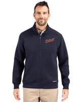 Detroit Tigers Cooperstown Cutter & Buck Roam Eco Recycled Full Zip Mens Big & Tall Jacket Navy Blue Front