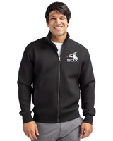 Chicago White Sox Cooperstown Cutter & Buck Roam Eco Recycled Full Zip Mens Big & Tall Jacket Black Front
