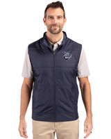 Lehigh Valley IronPigs Cutter & Buck Stealth Hybrid Quilted Mens Big and Tall Windbreaker Vest Liberty Navy Front