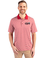 Lansing Lugnuts Cutter & Buck Forge Tonal Stripe Stretch Mens Big and Tall Polo Cardinal Red Front