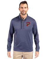 Portland Sea Dogs Cutter & Buck Stealth Heathered Mens Big and Tall  Quarter Zip Pullover Liberty Navy Front