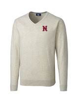Nashville Sounds Cutter & Buck Lakemont Tri-Blend Mens Big and Tall V-Neck Pullover Sweater Oatmeal Heather Mannequin