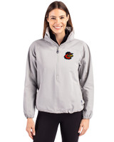 Rochester Red Wings Cutter & Buck Charter Eco Recycled Womens Anorak Jacket Polished Medium Gray Front