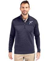 Reading Fightin Phils Cutter & Buck Traverse Stretch Eco Stripe Quarter Zip Mens Pullover Liberty Navy Front