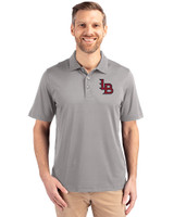 Louisville Bats Cutter & Buck Forge Stretch Mens Big and Tall Polo Polished Medium Gray Front