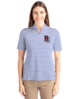 Round Rock Express Cutter & Buck Virtue Eco Pique Stripe Recycled Womens Top Tour Blue Front