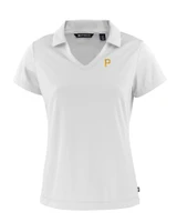 Pittsburgh Pirates Cutter & Buck Daybreak Eco Recycled Womens V-neck Polo White Mannequin
