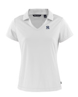 New York Yankees Cutter & Buck Daybreak Eco Recycled Womens V-neck Polo White Mannequin