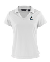 Miami Marlins Cutter & Buck Daybreak Eco Recycled Womens V-neck Polo White Mannequin