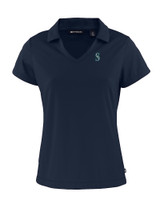 Seattle Mariners Cutter & Buck Daybreak Eco Recycled Womens V-neck Polo Navy Blue Mannequin