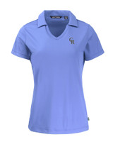 Colorado Rockies Cutter & Buck Daybreak Eco Recycled Womens V-neck Polo Hyacinth Mannequin
