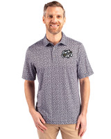 Omaha Storm Chasers Cutter & Buck Pike Magnolia Print Stretch Mens Polo Black/Polished Front