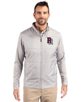 Round Rock Express Cutter & Buck Stealth Hybrid Quilted Mens Full Zip Windbreaker Jacket Polished Medium Gray Front