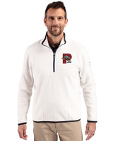 Portland Sea Dogs Cutter & Buck Cascade Eco Fleece Mens Quarter Zip Jacket Shell/Navy Blue Front