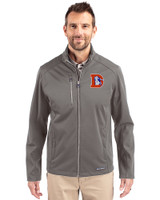 Denver Broncos Historic Cutter & Buck Evoke Softshell Recycled Full Zip Mens Jacket Elemental Grey Front