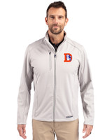 Denver Broncos Historic Cutter & Buck Evoke Recycled Honeycomb Fleece Mens Full Zip Jacket CONCRETE Front