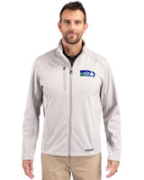 Seattle Seahawks Historic Cutter & Buck Evoke Recycled Honeycomb Fleece Mens Full Zip Jacket CONCRETE Front
